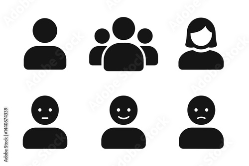 Icons representing various human figures and emotions suitable for use in digital applications and presentations