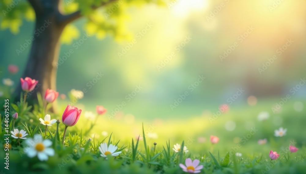 Fototapeta premium Abstract blurred nature scene, calming pastel hues, pastel, water