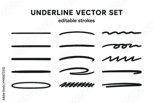 Various styles of underline vector designs suitable for graphic design projects and text emphasis