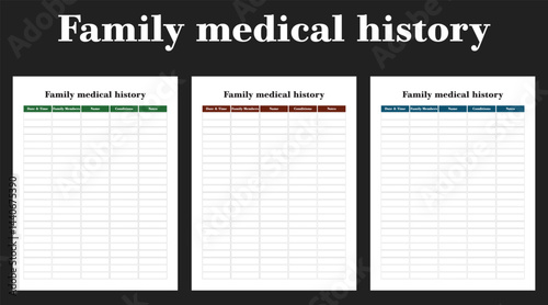 Family medical history, interior, kdp, template, medical planner,