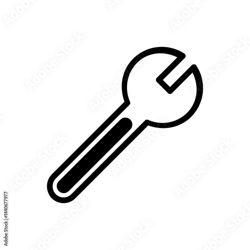 Wrench Icon, Flat Vector Illustration of a Spanner Tool Symbol.