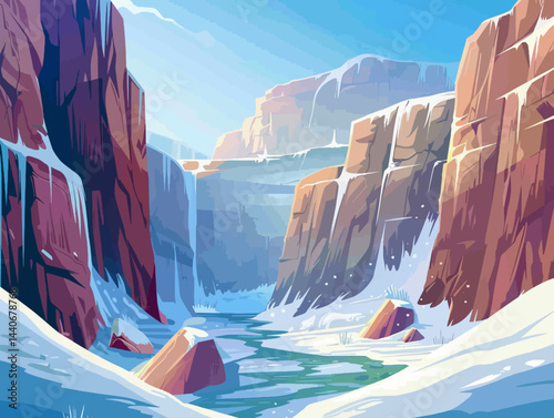 Illustration of a snow canyon 