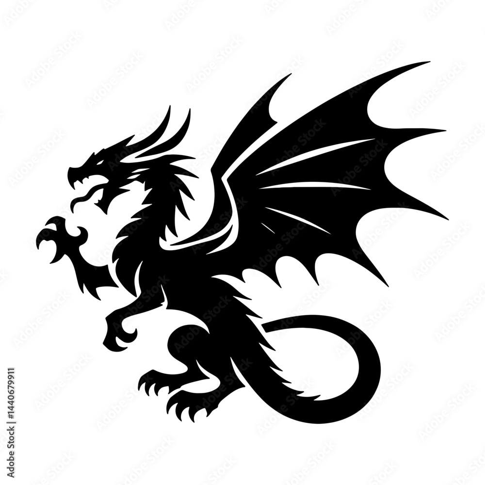 custom made wallpaper toronto digitalRoaring Winged Dragon Silhouette in Bold Mythical Fantasy Style