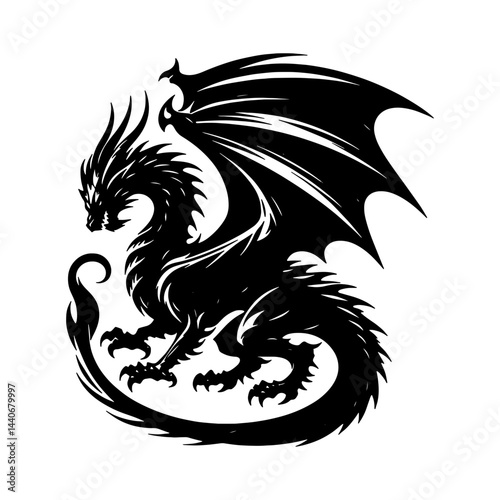 Tribal Dragon Silhouette Vector