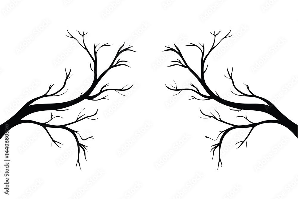 Obraz premium Vector Set of Branch Silhouettes. Icon Collection on White Background 