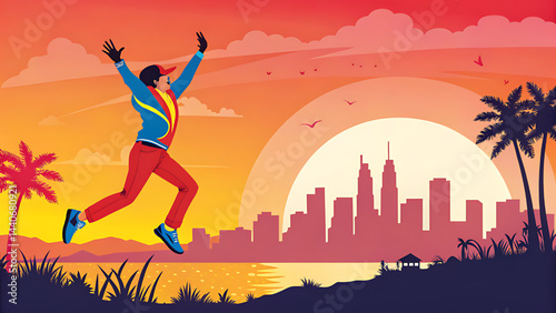 vibrant vector illustration of a person jumping