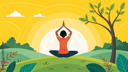 a vector illustration of a person practicing yoga