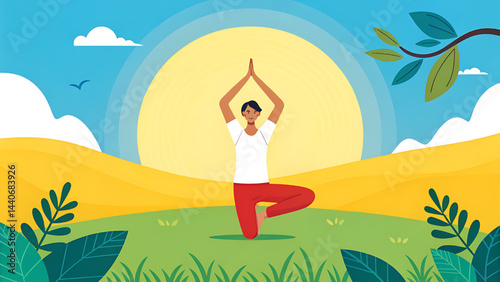 a vector illustration of a person practicing yoga