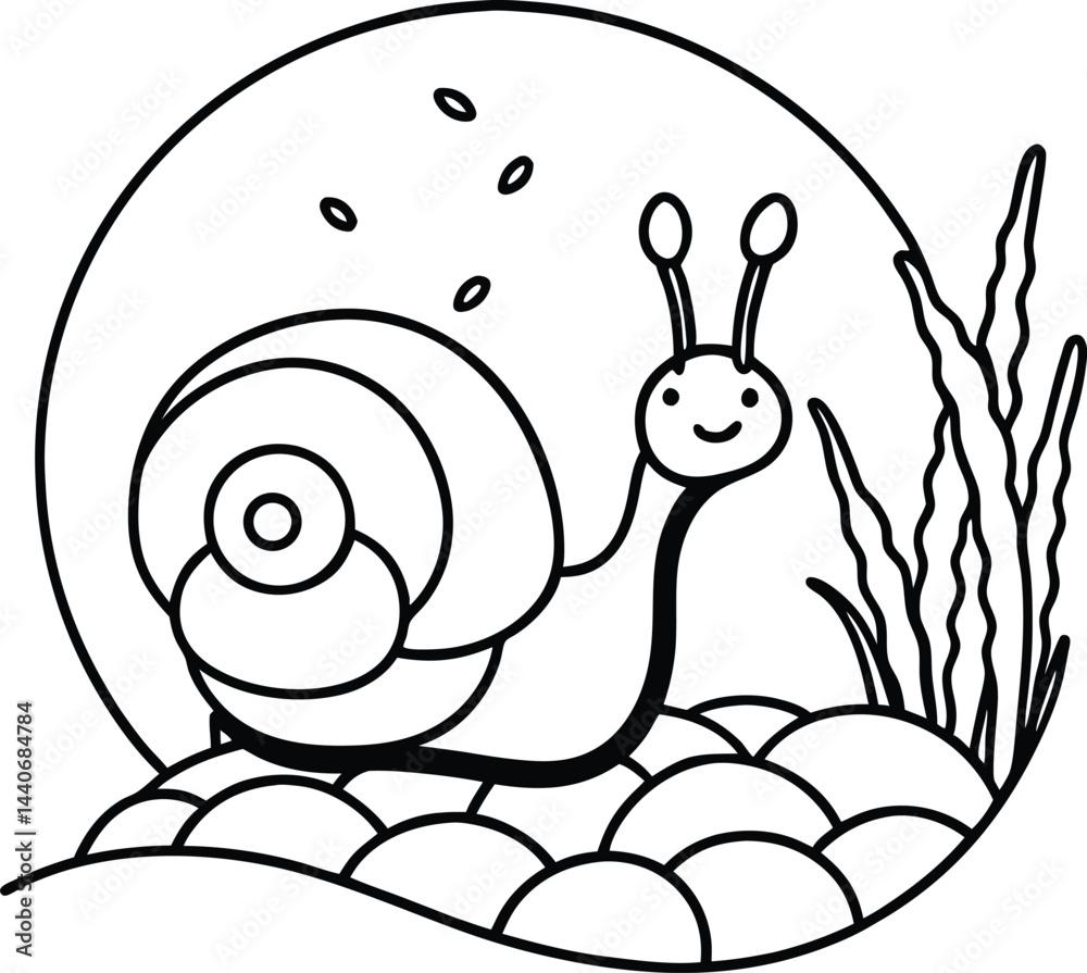 Naklejka premium snail on a white background