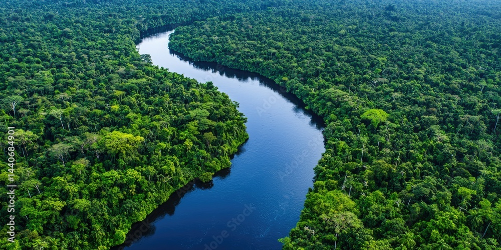 Obraz premium Serene river cutting through dense forest landscape in Tuchola Park