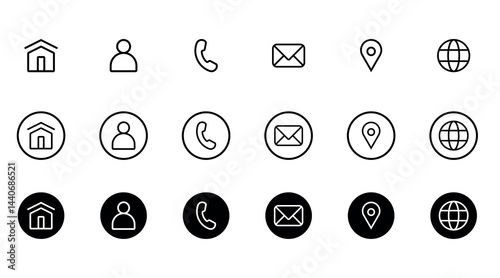 web icons set vector, flat web icons, contact icons