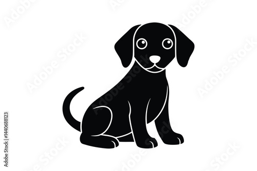 Silhouette art illustration of a puppy.eps