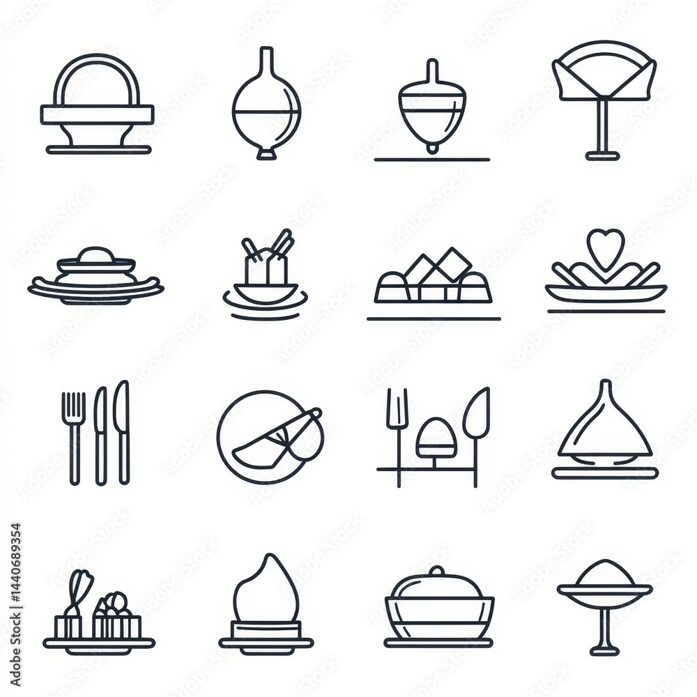 Simple Line Icons Set of Food and Tableware Simple Line Icons Set of Food and Tableware