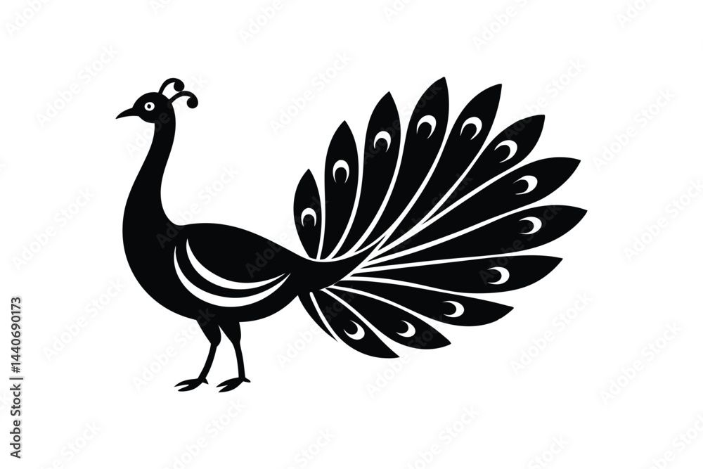 Silhouette art illustration of a minimalist peacock.eps Silhouette art illustration of a minimalist peacock.eps