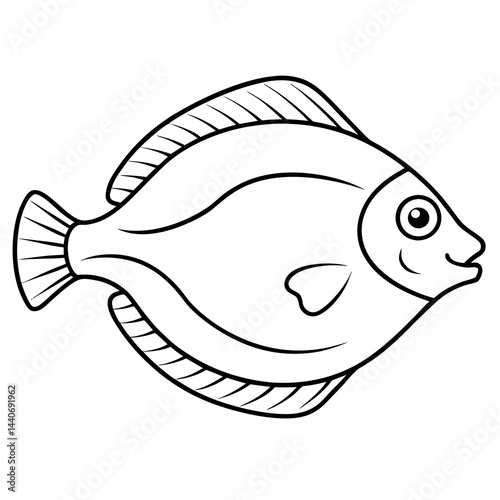 Minimalist One-Line Flounder Vector Art