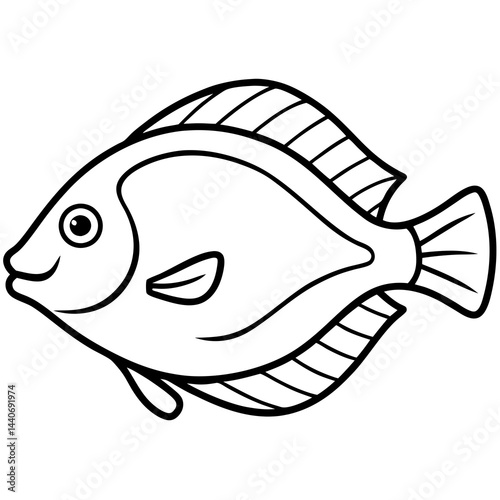 Minimalist One-Line Flounder Vector Art
