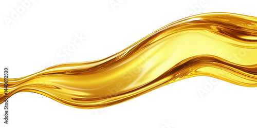 Dynamic and Luxurious, this Image Captures a Splash of Golden Cosmetic Oil in Motion, Isolated on a Clean White Background,