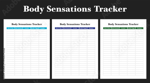 Sensations Tracker, kdp, interior, tracker, planner, medical template,