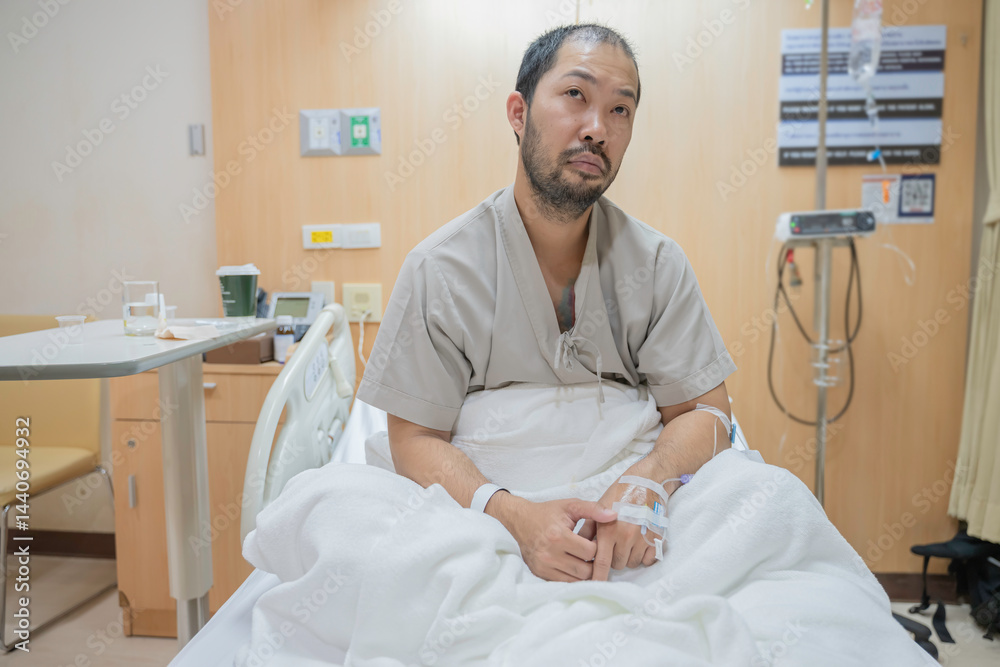 A Hospitalized Patient with Influenza and Gallstones, Receiving IV Therapy and Medications, Under Close Monitoring by Nurses, While Recovering from Abdominal Pain and Surgery
