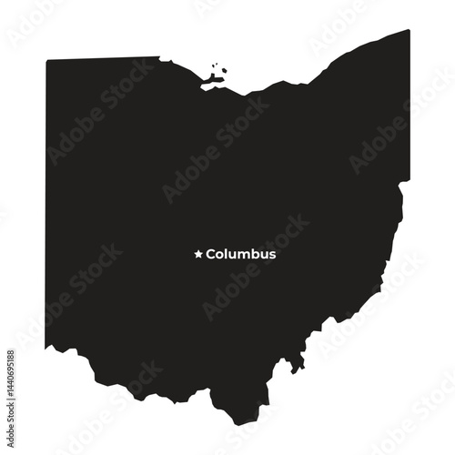 Ohio State Map with Columbus Capital
