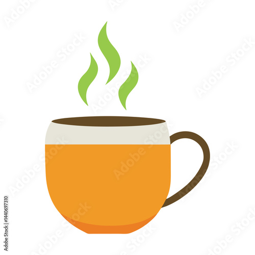 Steaming cup of tea vector illustration for morning beverage concepts