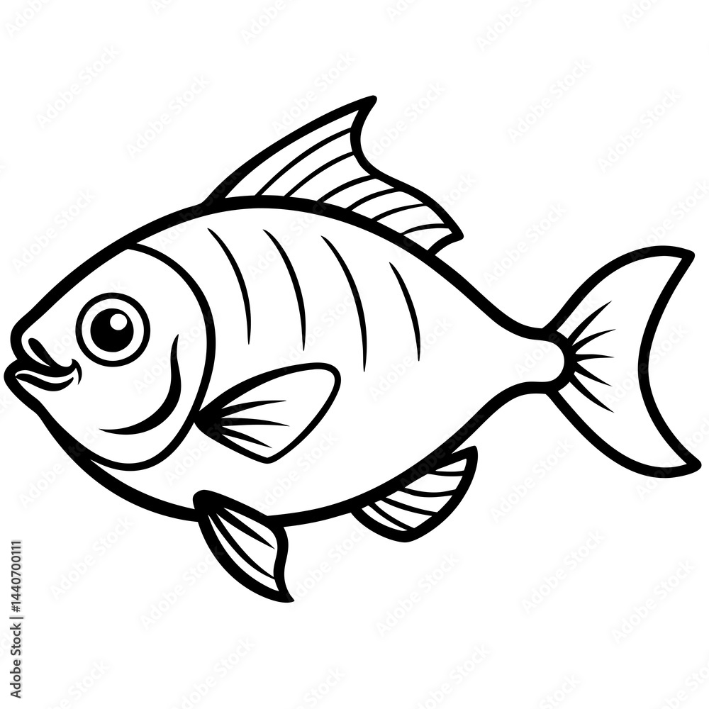 Minimalist Piranha Vector Art in One Line Minimalist Piranha Vector Art in One Line