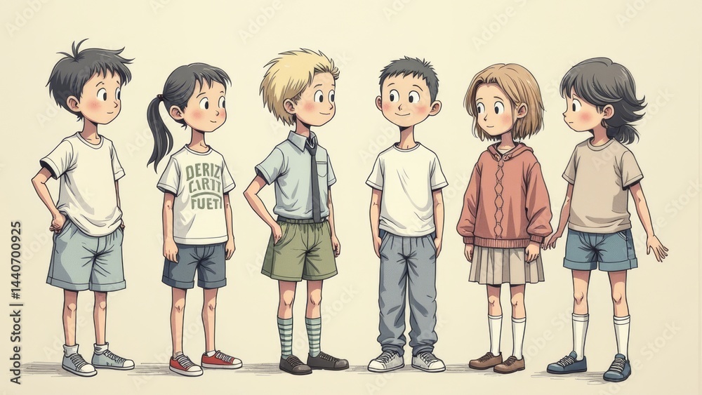 Fototapeta premium Cartoon character group illustration