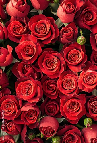 Wallpaper Mural Vibrant Red Roses in Full Bloom with Green Leaves Creating a Romantic and Elegant Floral Background for Special Occasions and Celebrations Torontodigital.ca