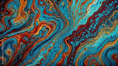 Wallpaper Mural Liquid marble pattern with blue, orange and brown color combination. Background, modern design, digital art. Torontodigital.ca