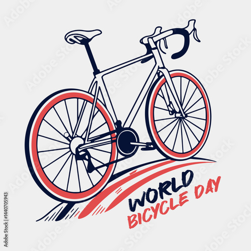 World Bicycle Day celebration vector T-shirt template design.	