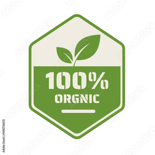 100% organic badge, sticker - vector illustration