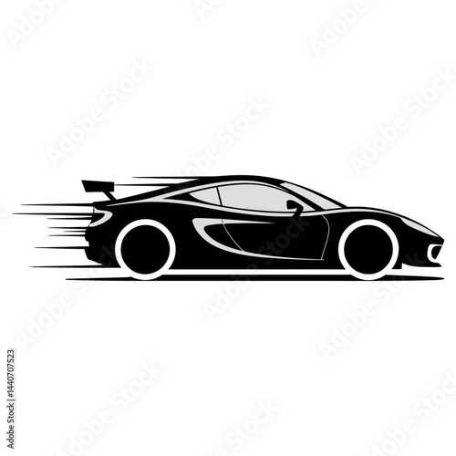 Sleek Black Silhouette Car Vector Illustration