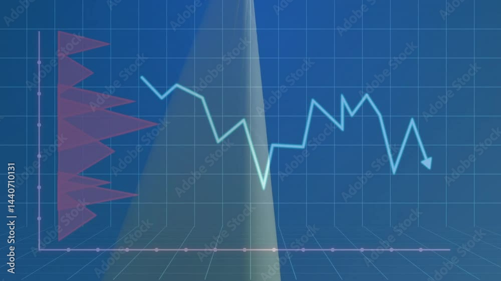 Dashboard presenting technology metrics with glowing line graph and ...