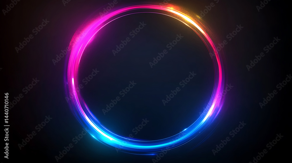 Obraz premium Abstract circle of glowing light trails on dark background creates an energetic and modern graphic element perfect for technological or futuristic designs