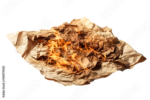 Burning crumpled paper intense flames destruction fiery texture photo