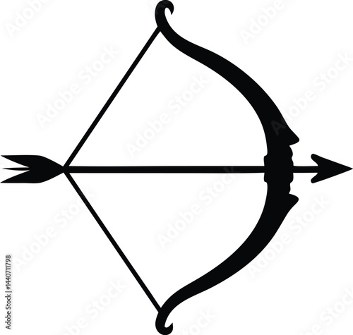 Bow and arrow icon vector, Archery symbol, Bow and arrow silhouette vector
