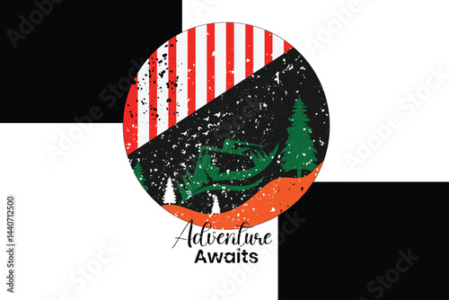 Modern adventure T-shirt design.
