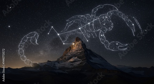 Mysterious scorpius constellation above mountain peak