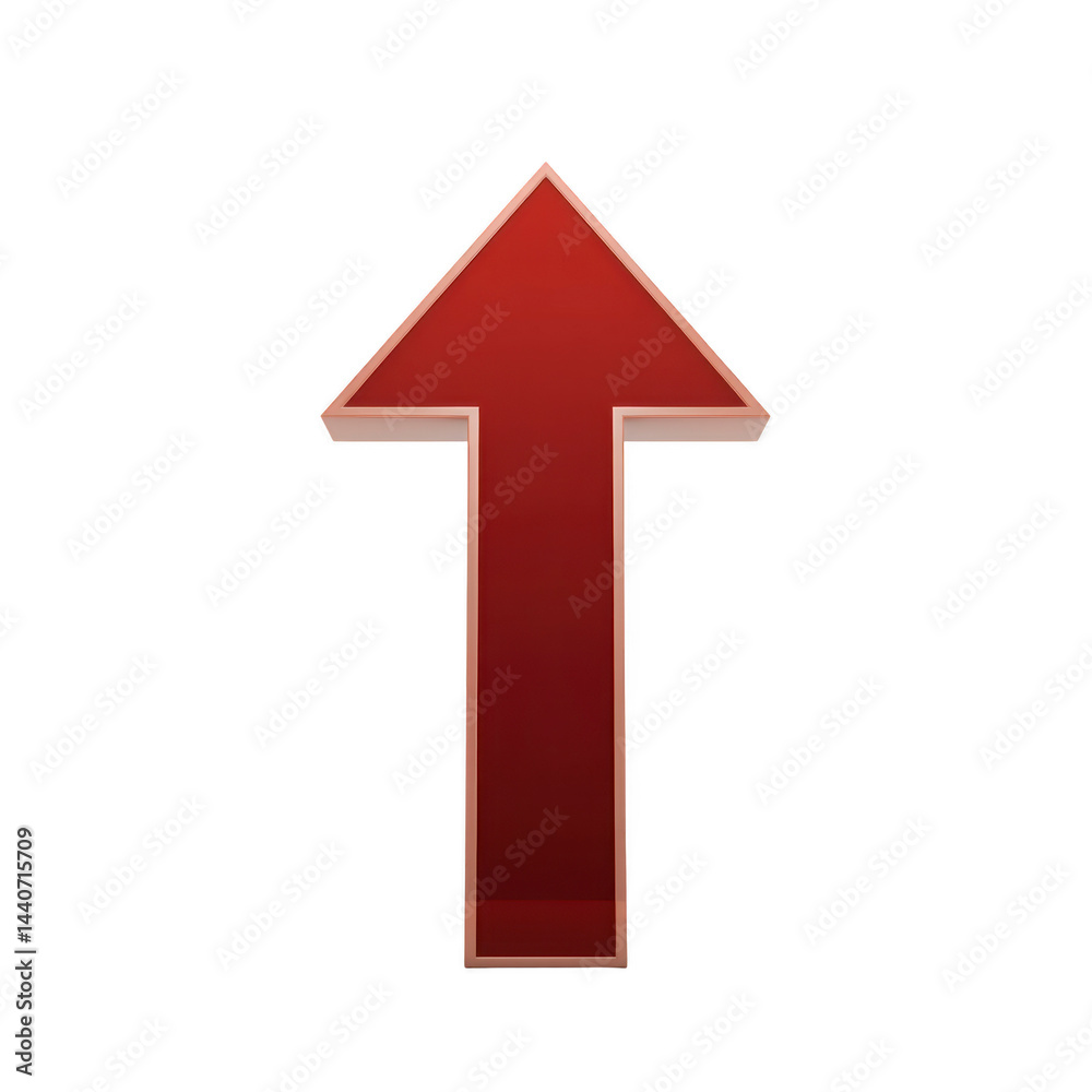 Red upward arrow with metallic border symbolizes direction, progress, or increase. It can represent growth, improvement, or positive trend in various contexts Red upward arrow with metallic border symbolizes direction, progress, or increase. It can represent growth, improvement, or positive trend in various contexts