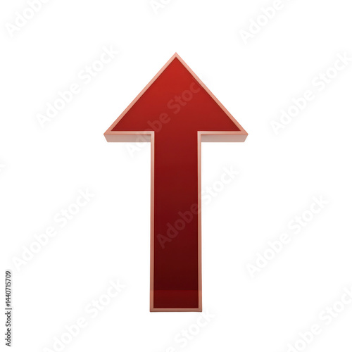 Free Download Red upward arrow with metallic border symbolizes direction, progress, or increase. It can represent growth, improvement, or positive trend in various contexts - GFXLoad