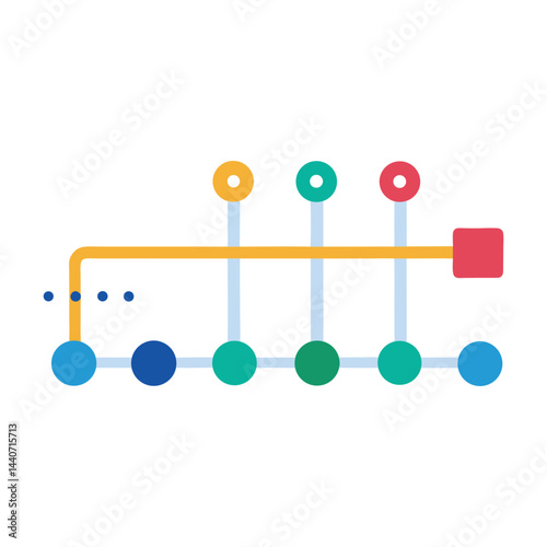 Simple data flow diagram visualization with colored nodes and square endpoint