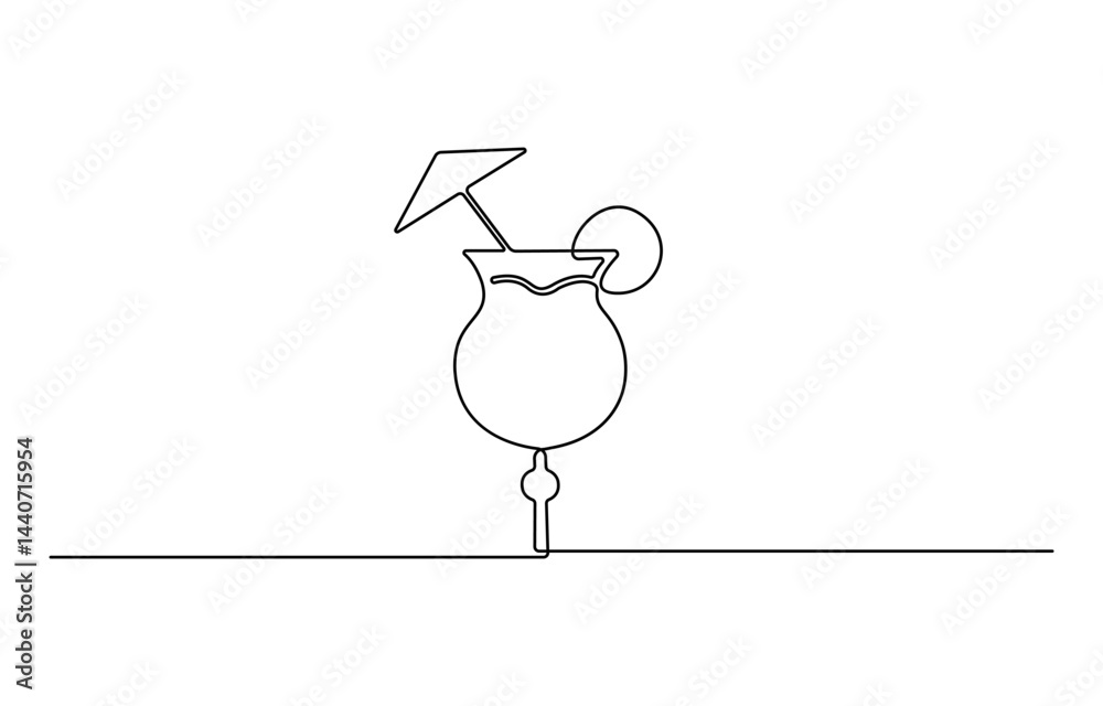 Continuous one line drawing of orange juice vector illustration . Orange juice in a glass with lemon wedges on the glass. Glass of orange drink and lemon slices in doodle style. Continuous one line drawing of orange juice vector illustration . Orange juice in a glass with lemon wedges on the glass. Glass of orange drink and lemon slices in doodle style.