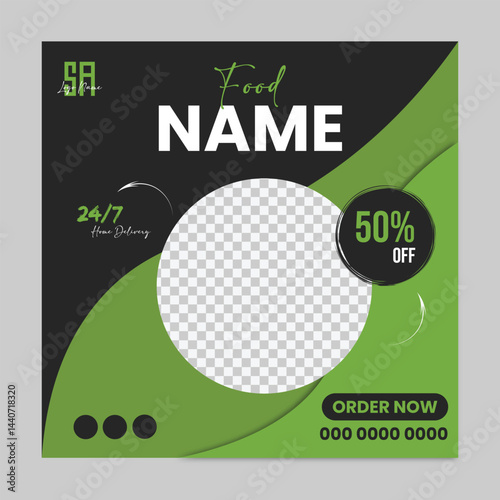Dark green color Food Menu Social Media Post design Template for growth your business. Modern social media post design.