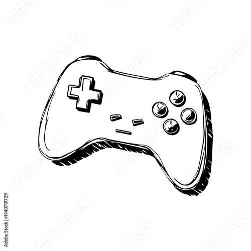 Sketched game controller, isolated on white, for gaming blogs