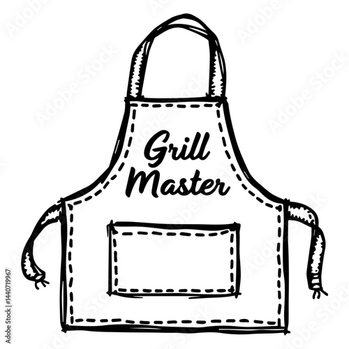 Grill master apron design, black and white, for barbecue events