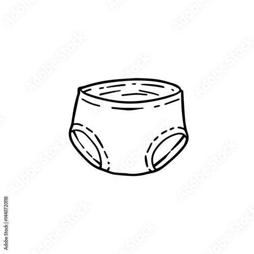 Diaper icon illustration in black and white, for informational use