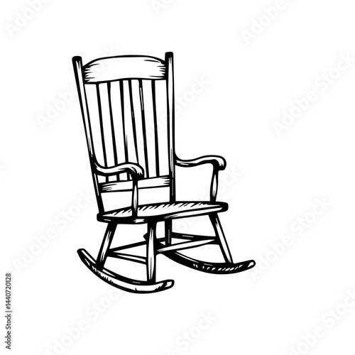 Rocking chair illustration in black and white, for graphic design