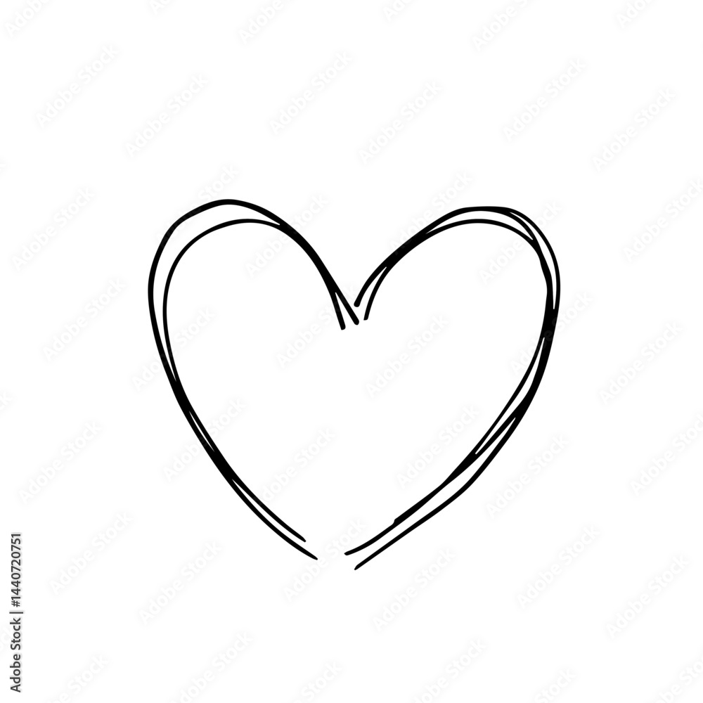 Outline of a heart shape, on white background, with copy space Outline of a heart shape, on white background, with copy space