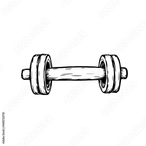 Weight dumbbell in black and white sketch style, for fitness blogs