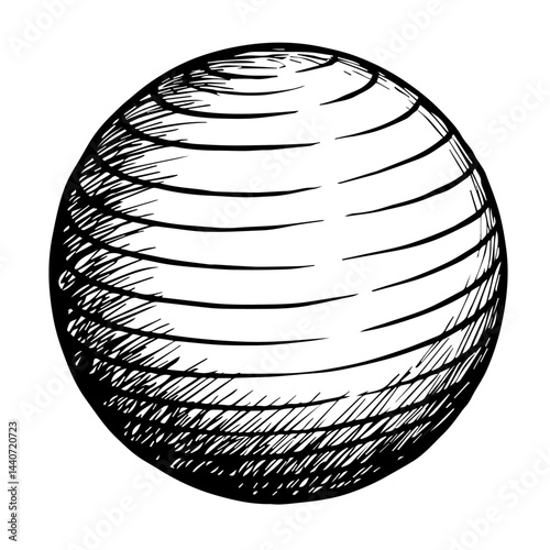 Graphic rendition of a balance ball, used for fitness and core strength, with copy space